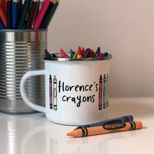 Childrens personalised crayon pot