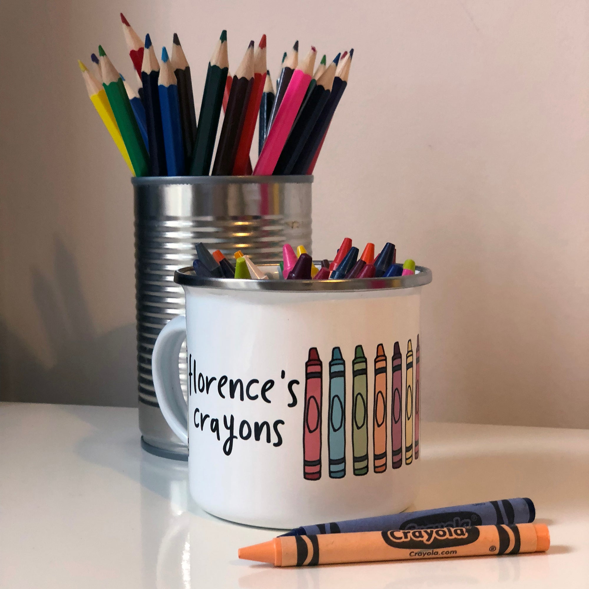 Childrens personalised crayon pot - Hendog Designs