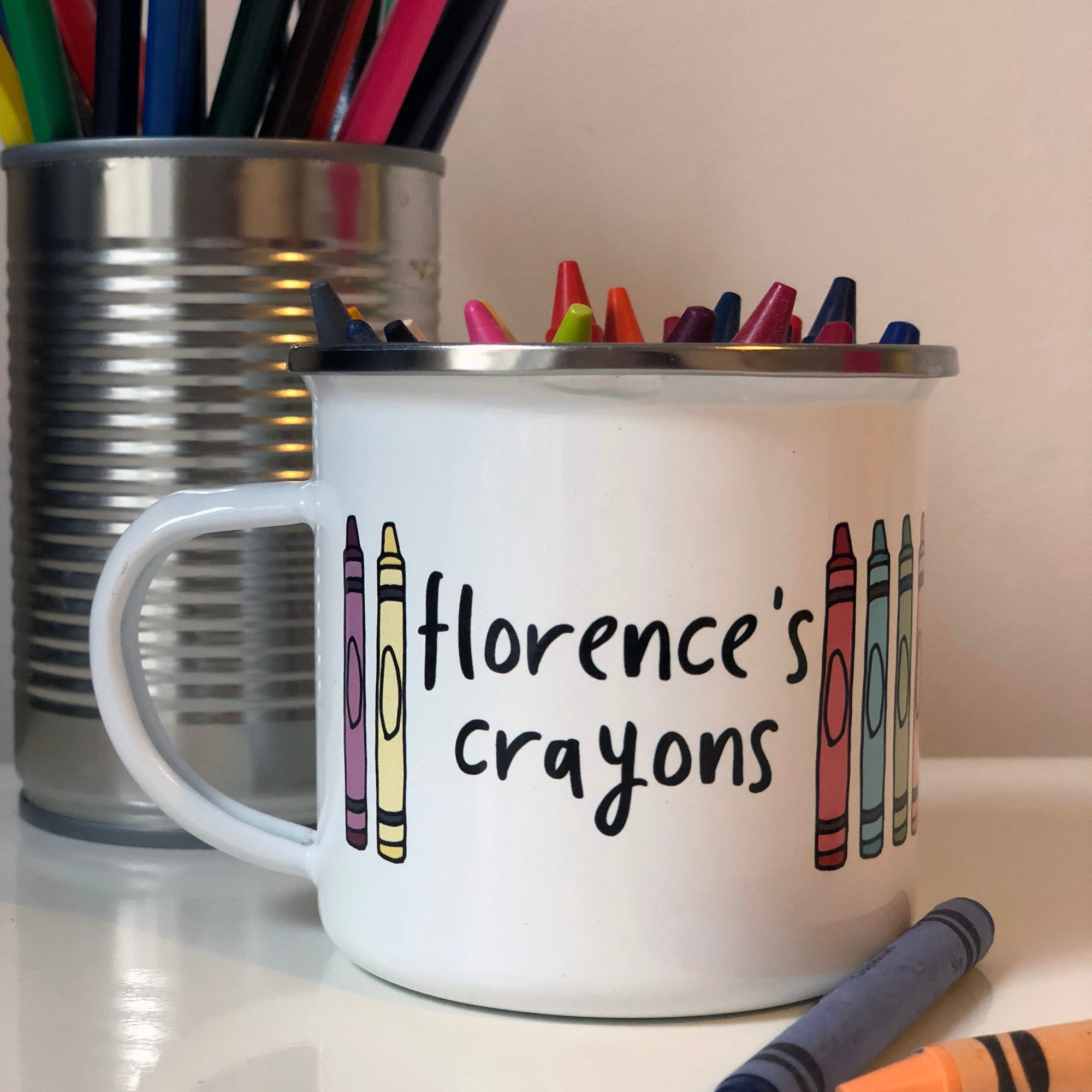 Childrens personalised crayon pot - Hendog Designs