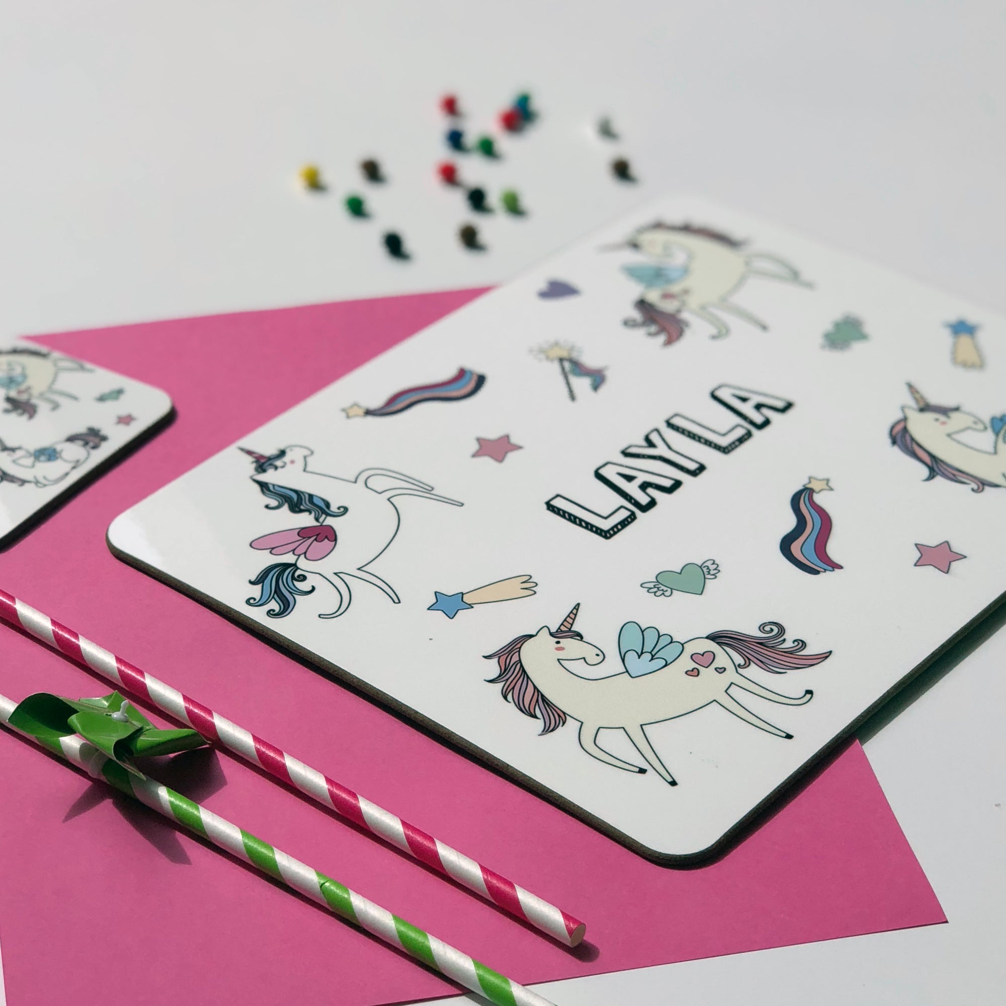 Unicorn Placemat, Coaster & Enamel Mug Gift Set - Hendog Designs