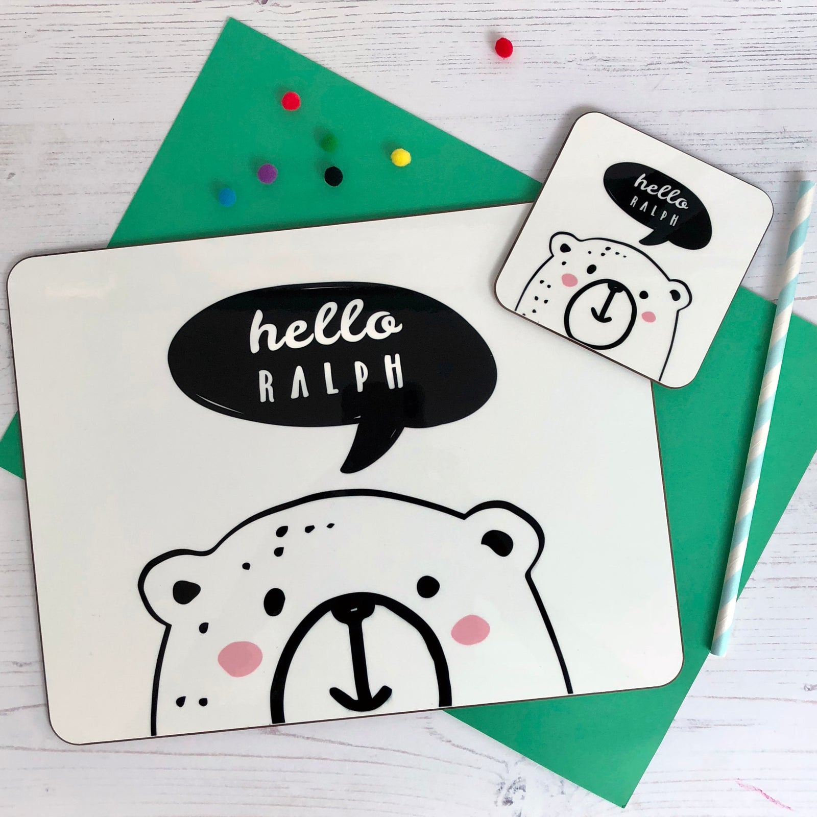 Hello Bear Placemat - Hendog Designs