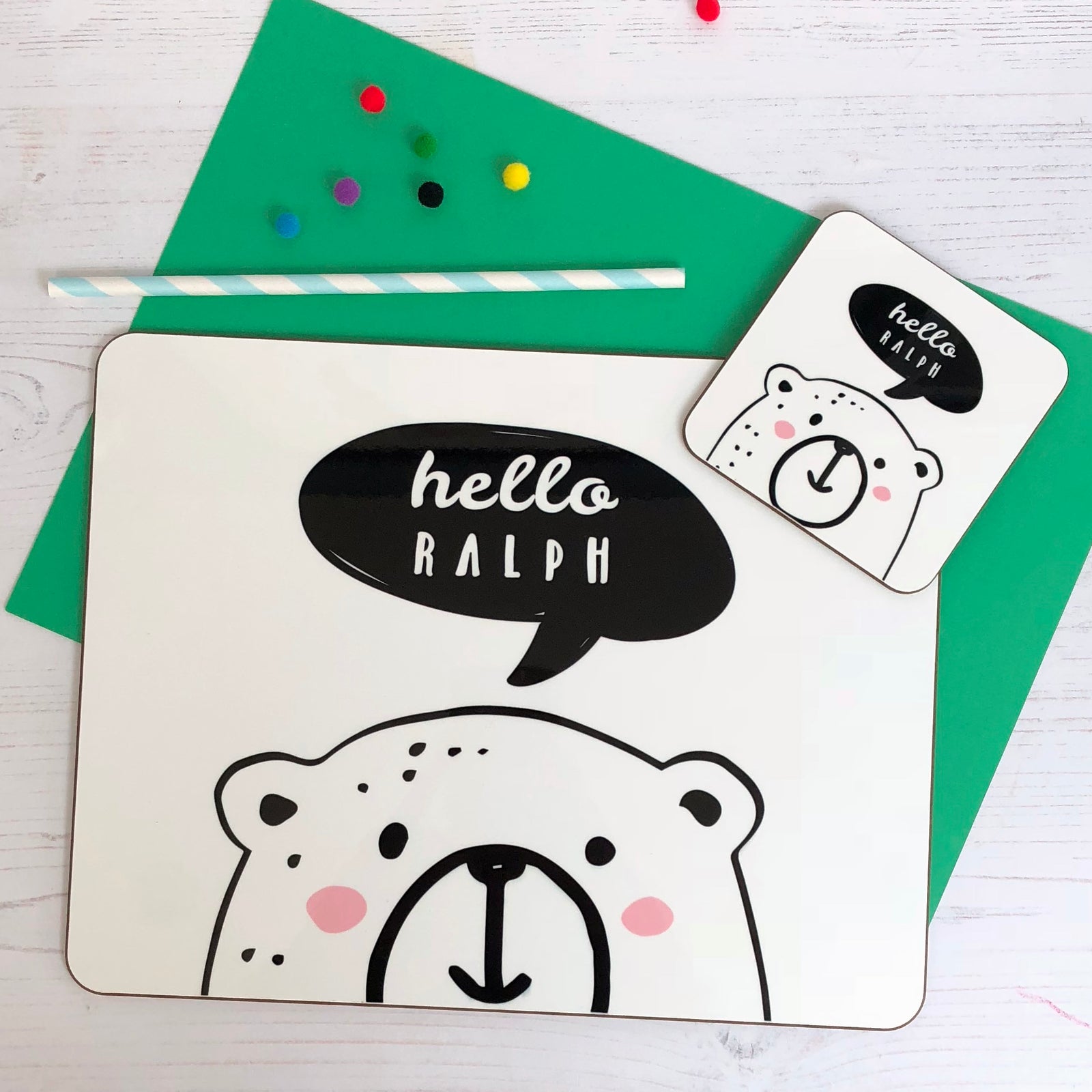 Hello Bear Placemat - Hendog Designs