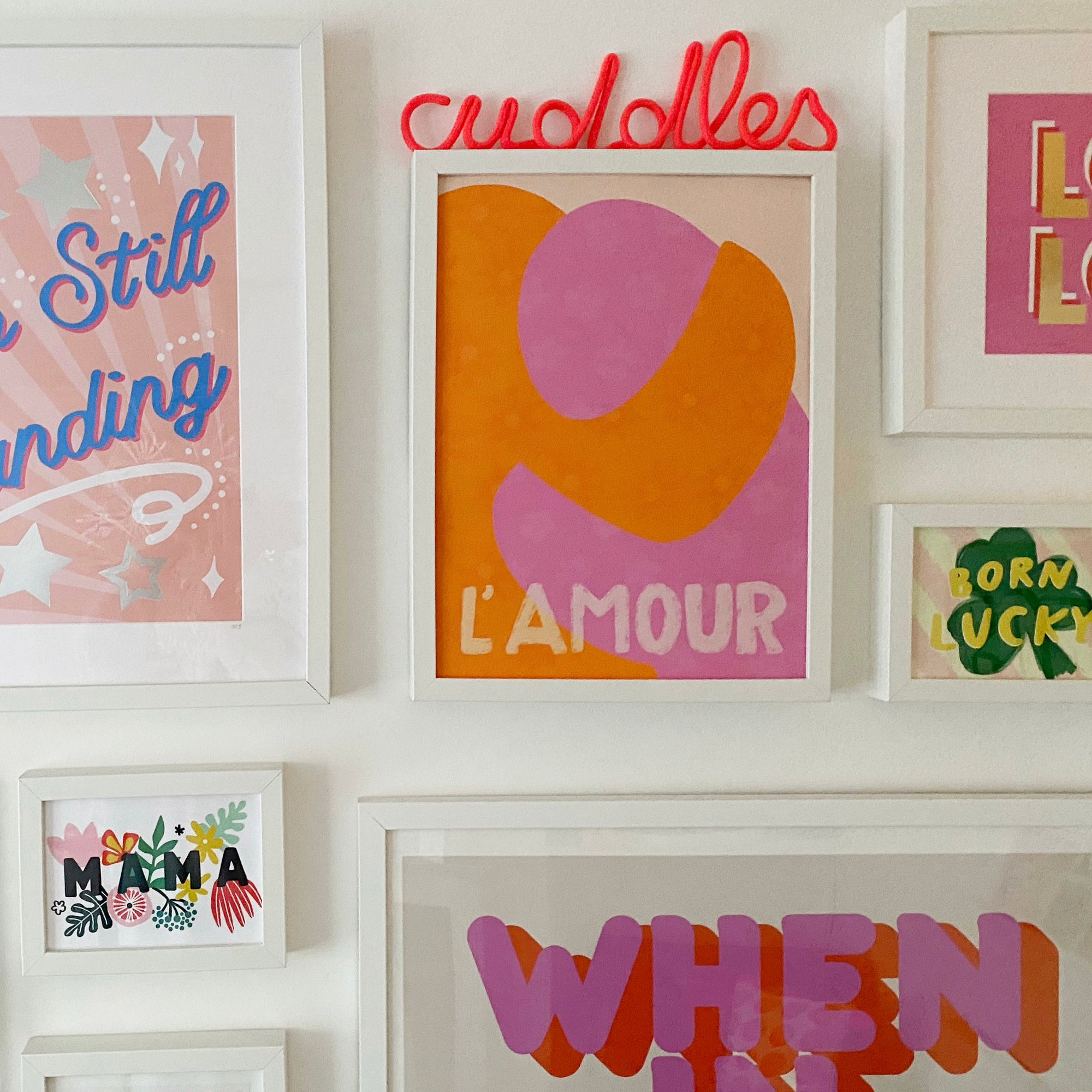 Pink and orange Abstract L'Amour Print