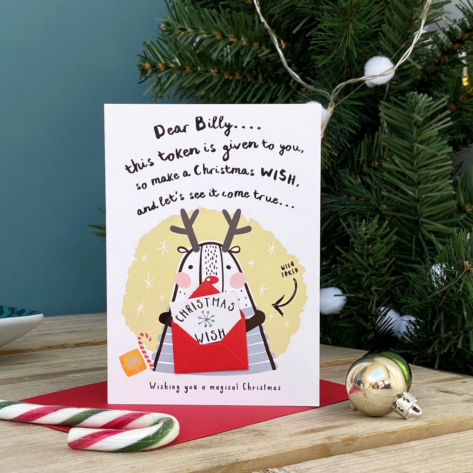 Sending a Christmas Wish token Greeting Card for kids