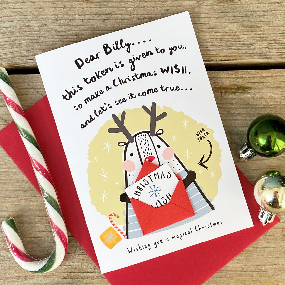 Sending a Christmas Wish token Greeting Card for kids