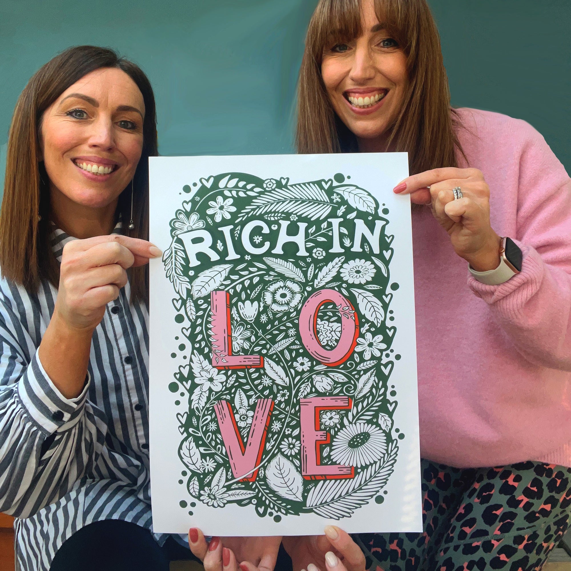 Rich in Love Print with Flowers and leaves