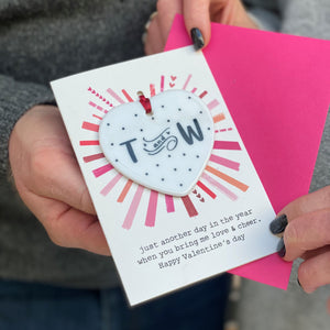 Special Valentines card for wife with ceramic keepsake