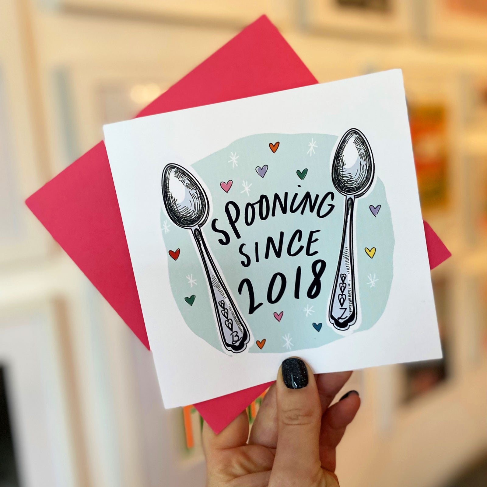 spooning since greeting card with date
