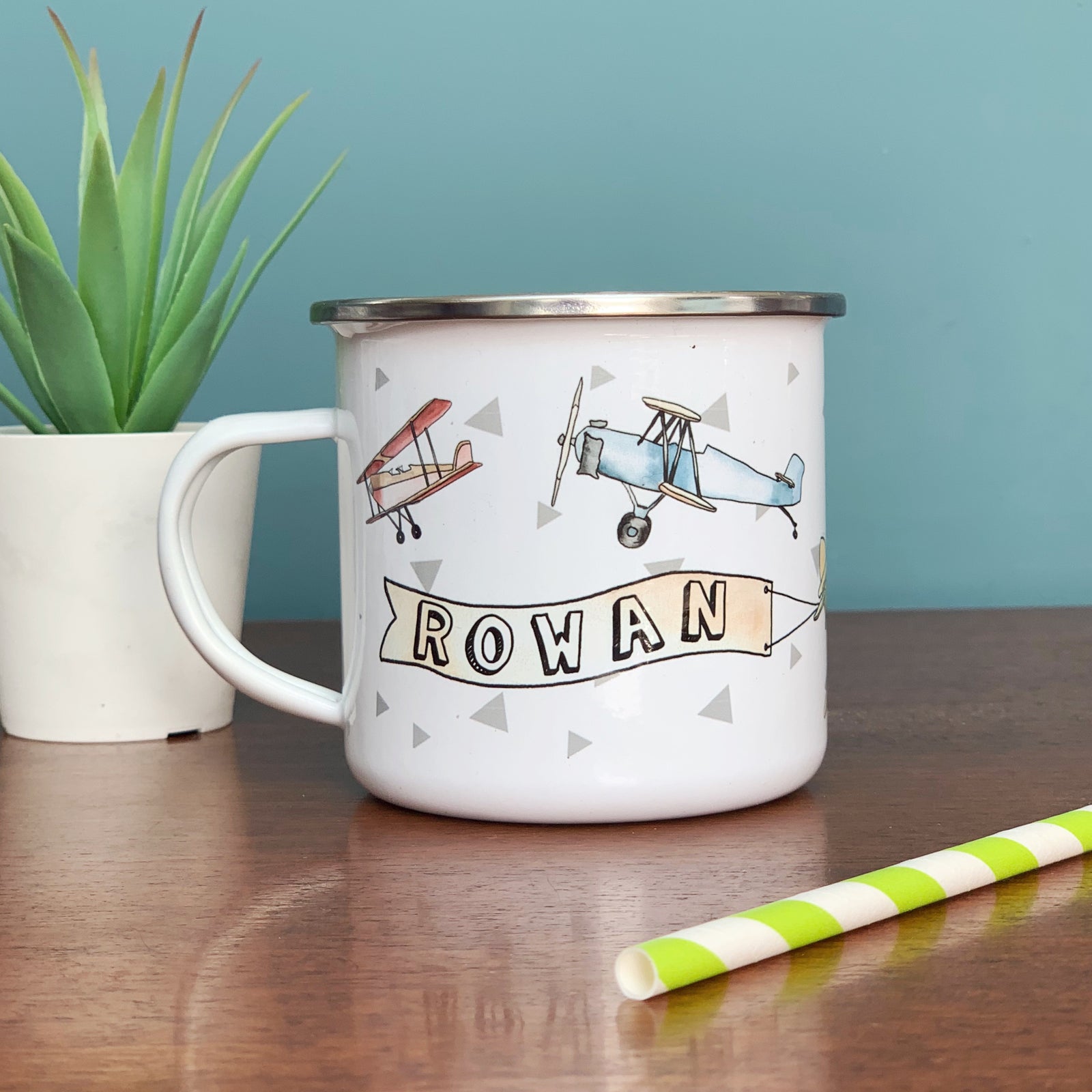 Vintage Aeroplanes Enamel Mug