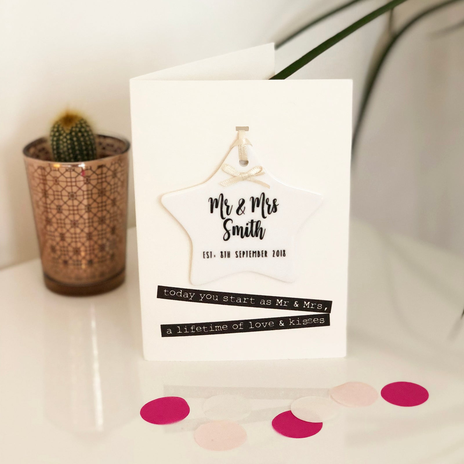 Personalised Wedding Card With Ceramic Star Ornament Keepsake - Hendog Designs