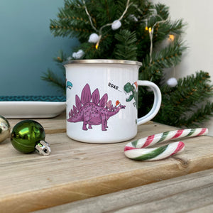 Christmas Dinosaur Enamel Mug
