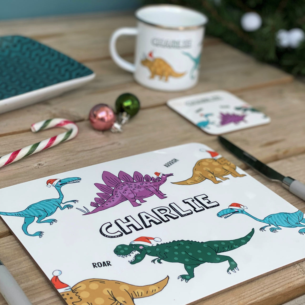 Christmas Dinosaur Coaster