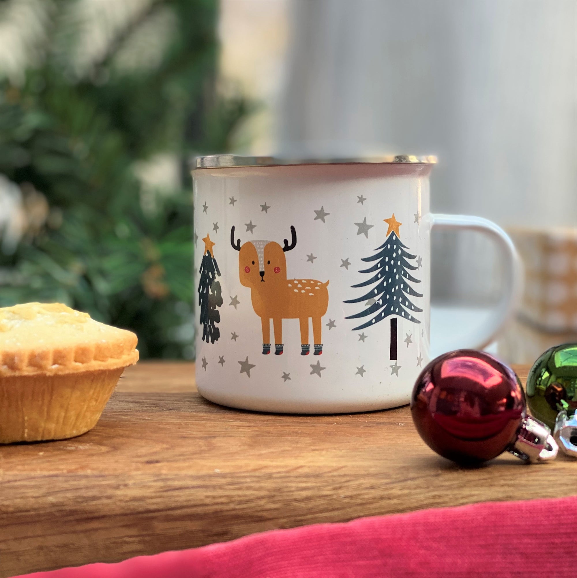 Personalised Traditional Christmas Enamel Mug - Hendog Designs