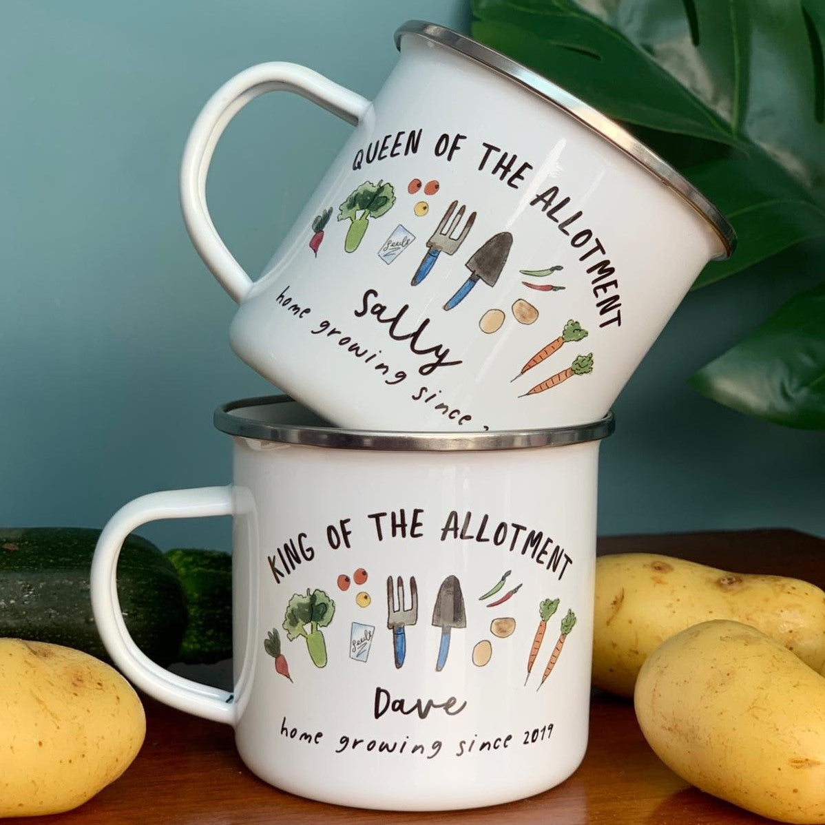 Personalised Allotment themed Enamel Mug