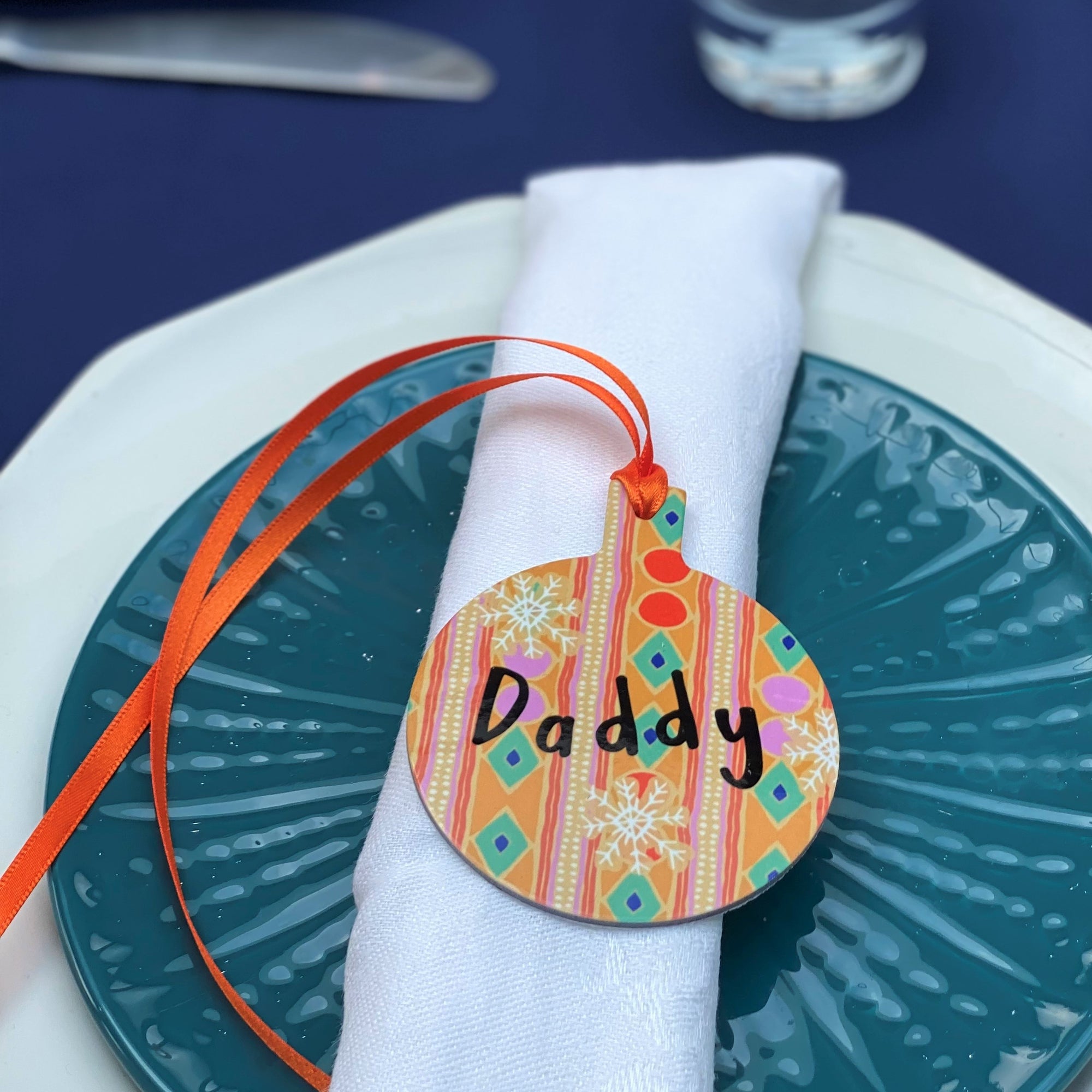 Set Of Four Bright Table Place Settings In Bauble Design