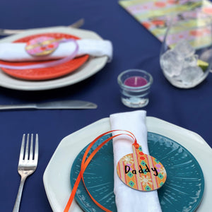 Set Of Four Bright Table Place Settings In Bauble Design