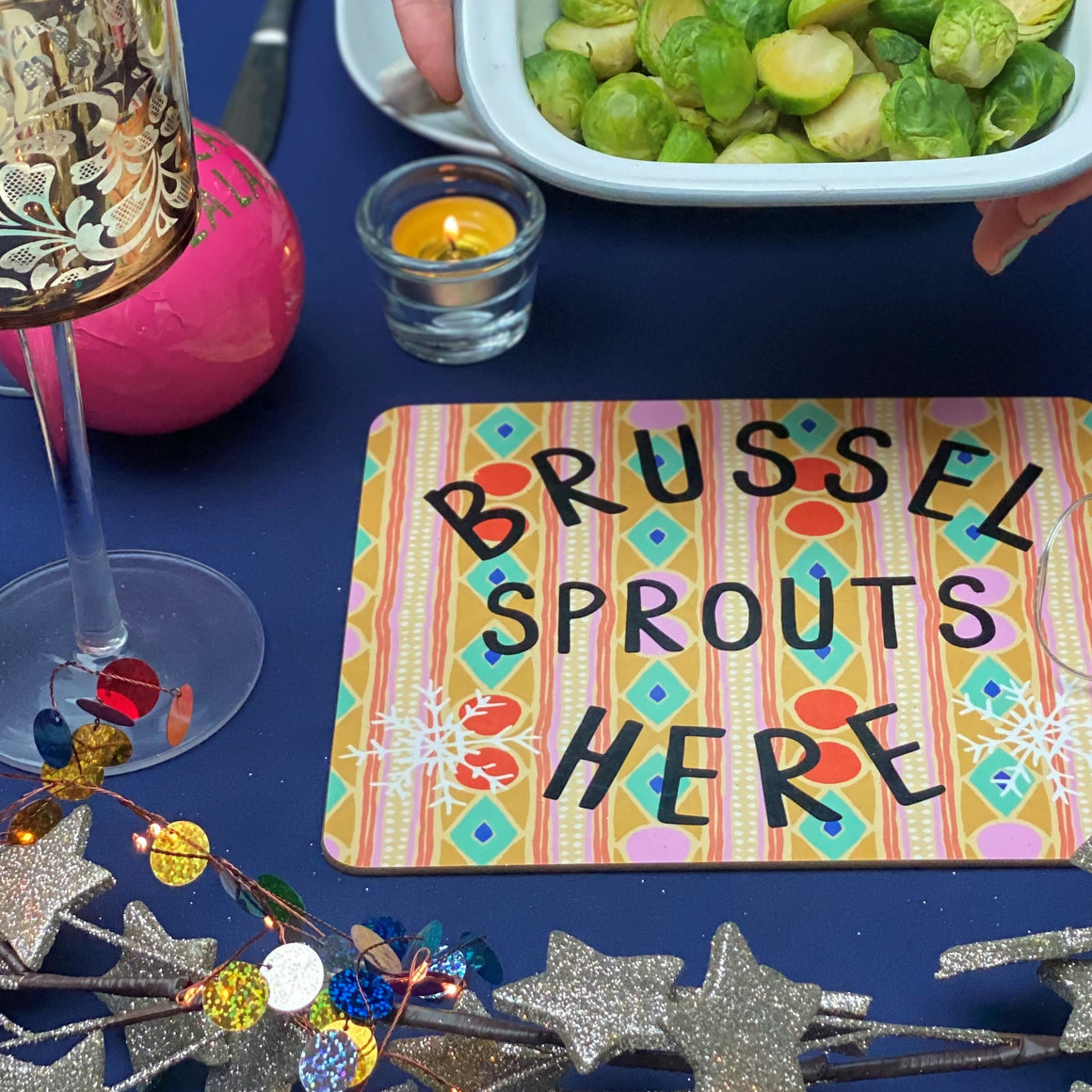 Brussel Sprouts Here Christmas Centre Piece Table Mat