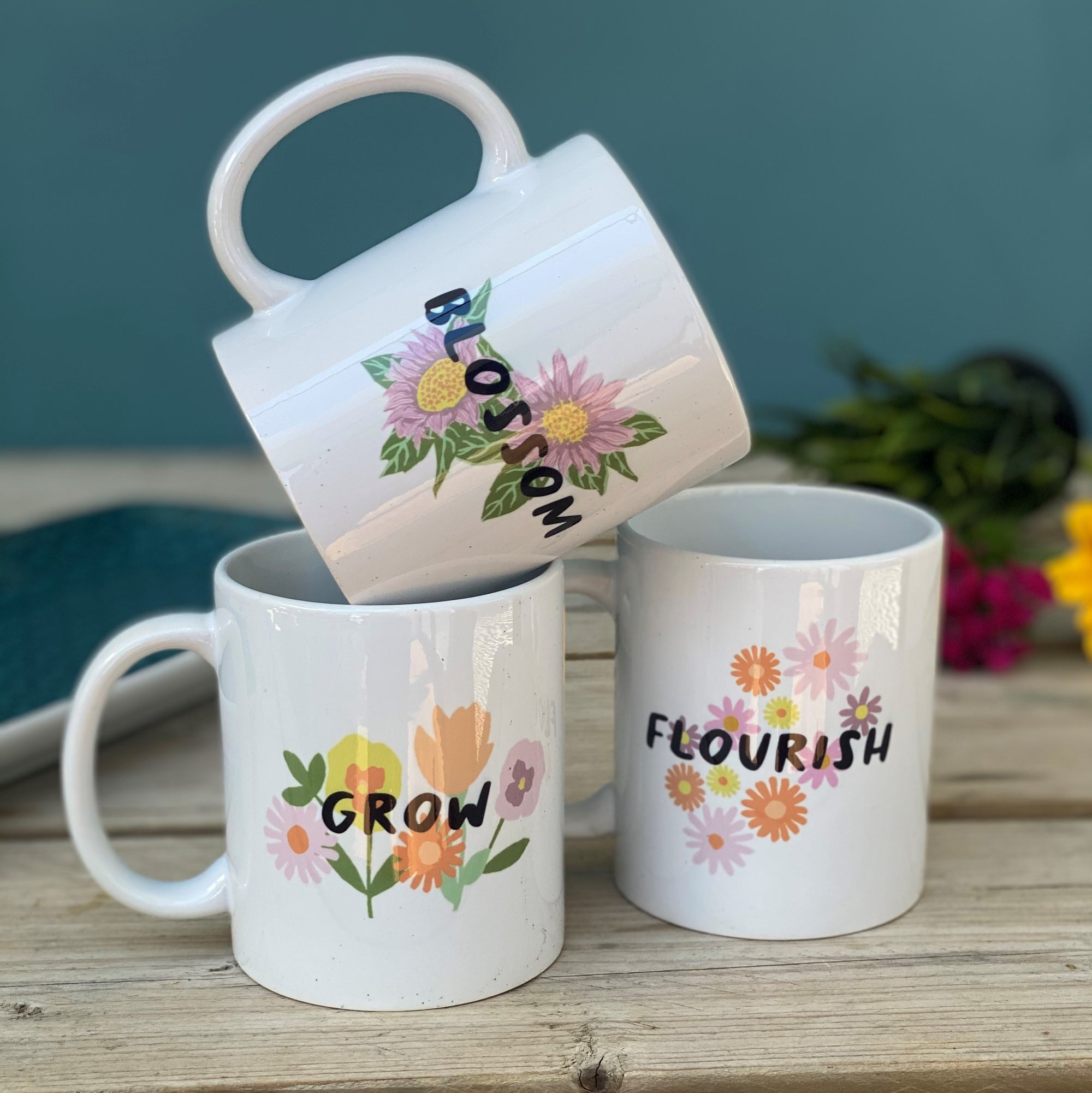 Empowering Flower China Mugs