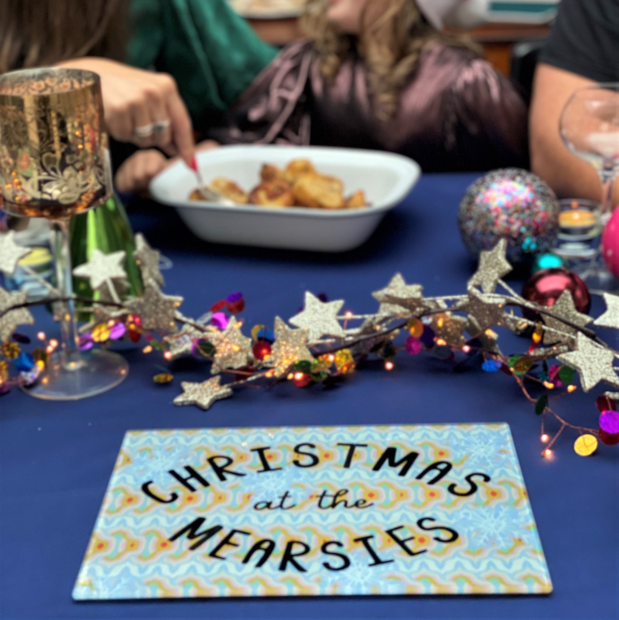 Festive 'Christmas At The…' Glass Serving/Chopping Board