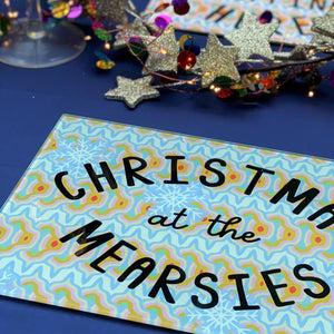 Festive 'Christmas At The…' Glass Serving/Chopping Board