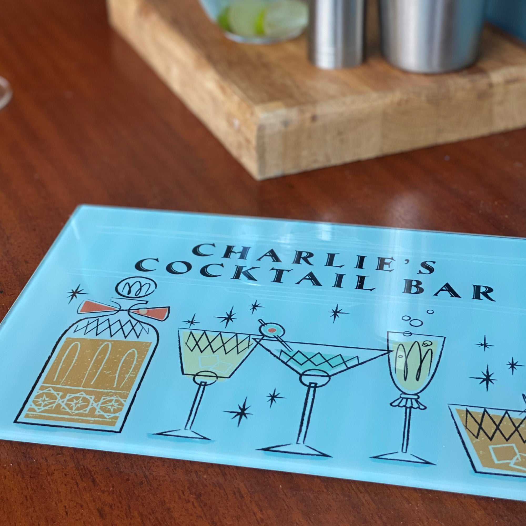 Personalised 'Cocktail Bar' Glass Cutting Board