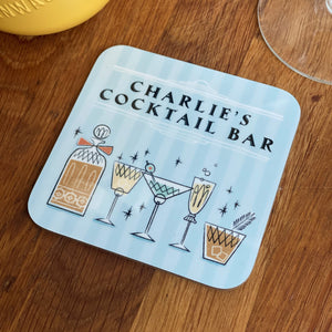 Home Bar 'Cocktail Bar' Personalised coaster