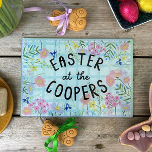 Easter Floral Glass Chopping Board