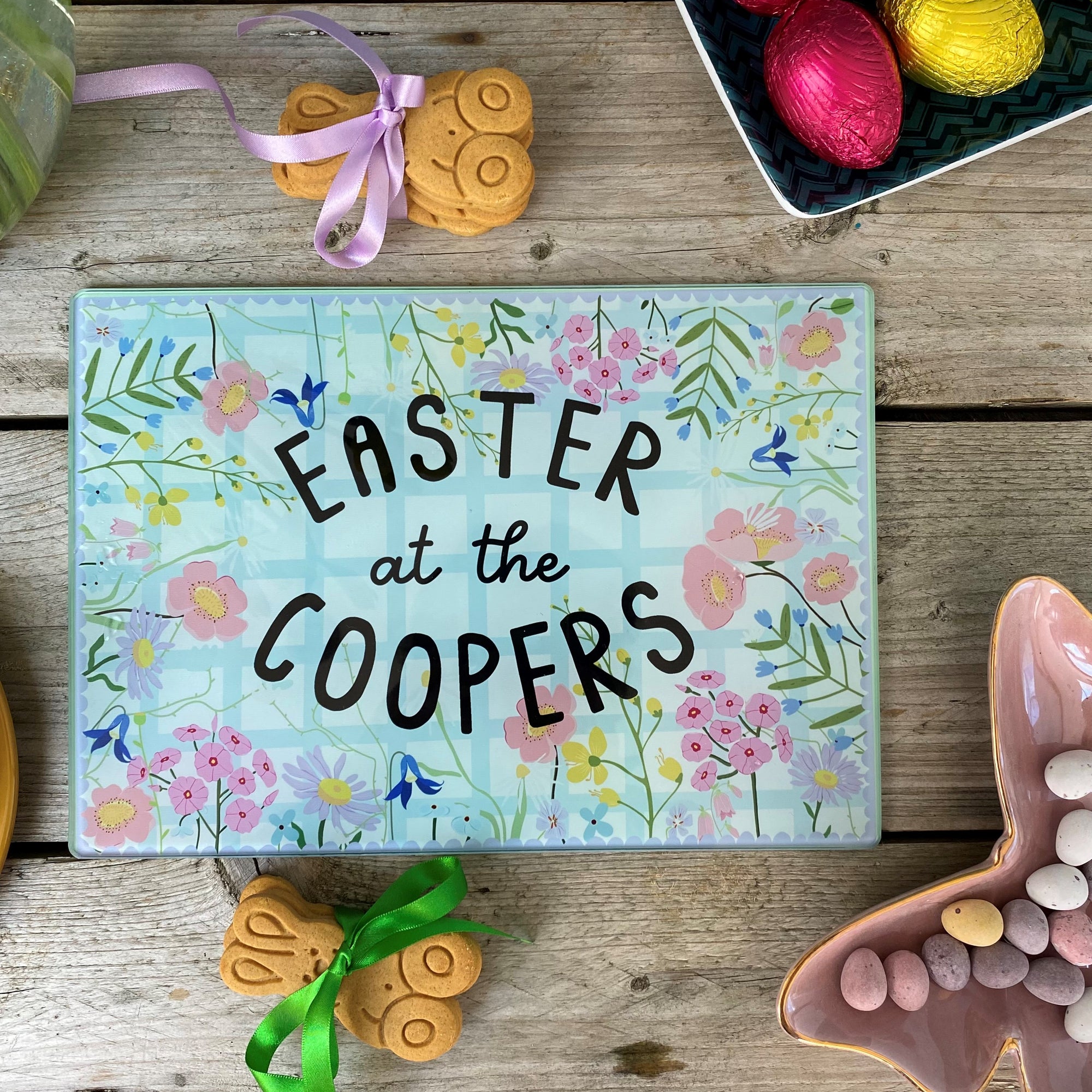 Easter Floral Glass Chopping Board