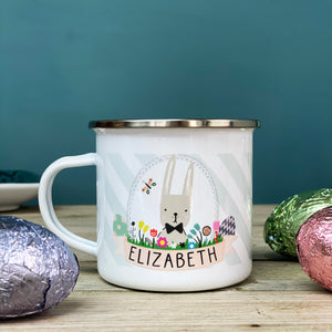 Easter Bunny Striped Enamel Mug