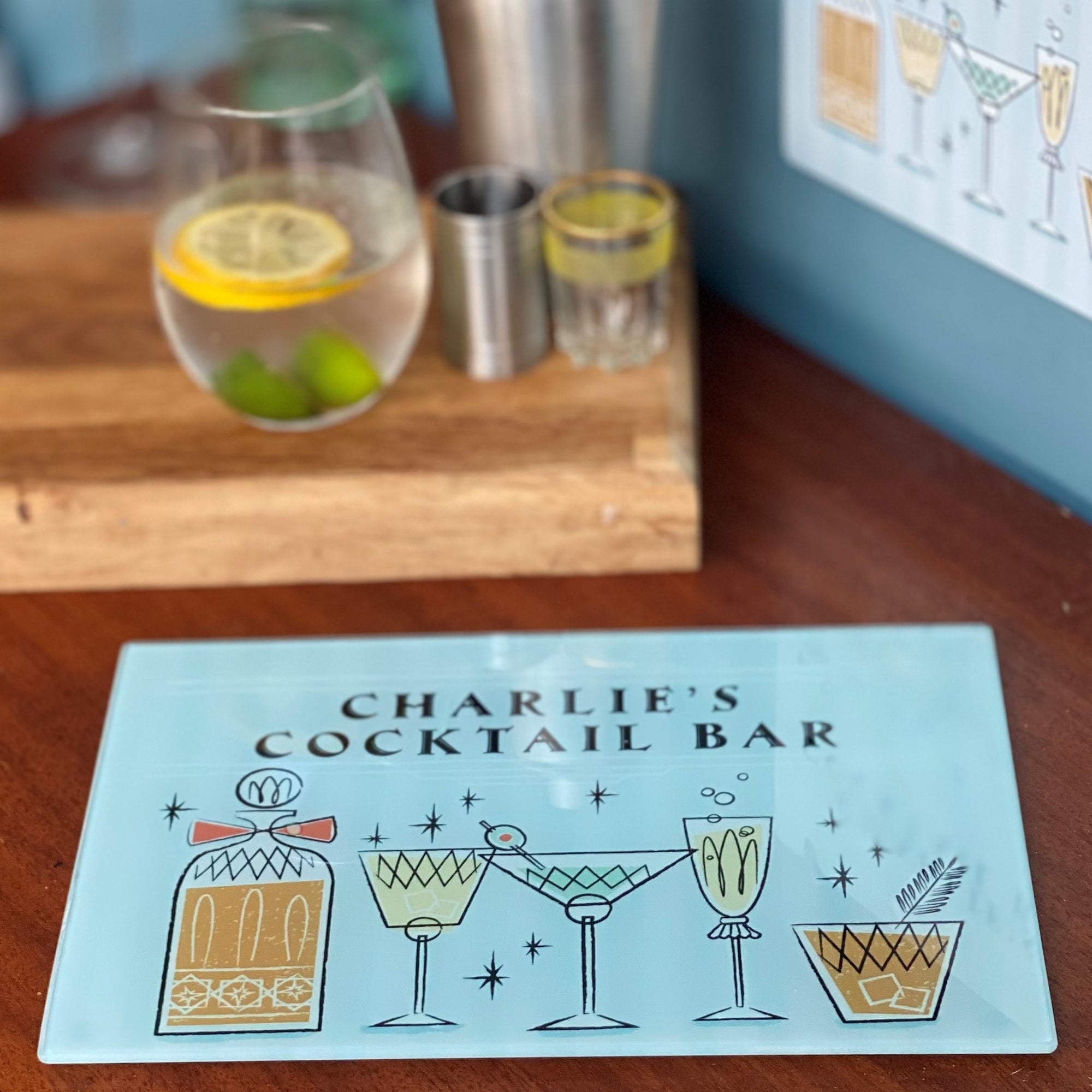 Personalised 'Cocktail Bar' Glass Cutting Board