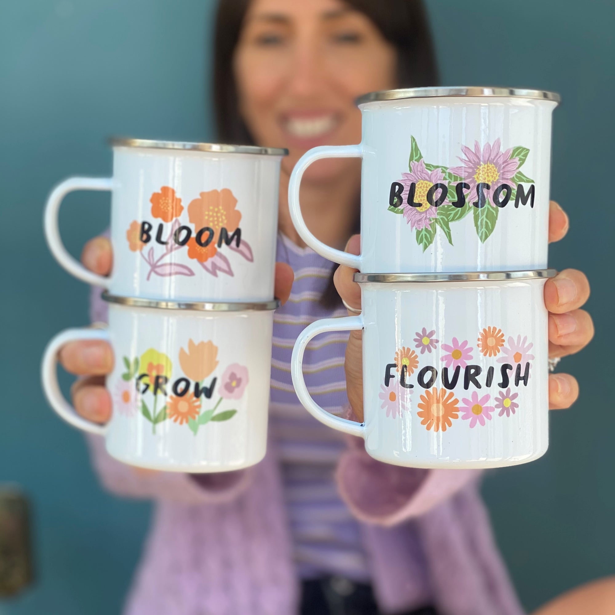 Empowering Flower Enamel Mugs