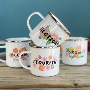 Empowering Flower Enamel Mugs