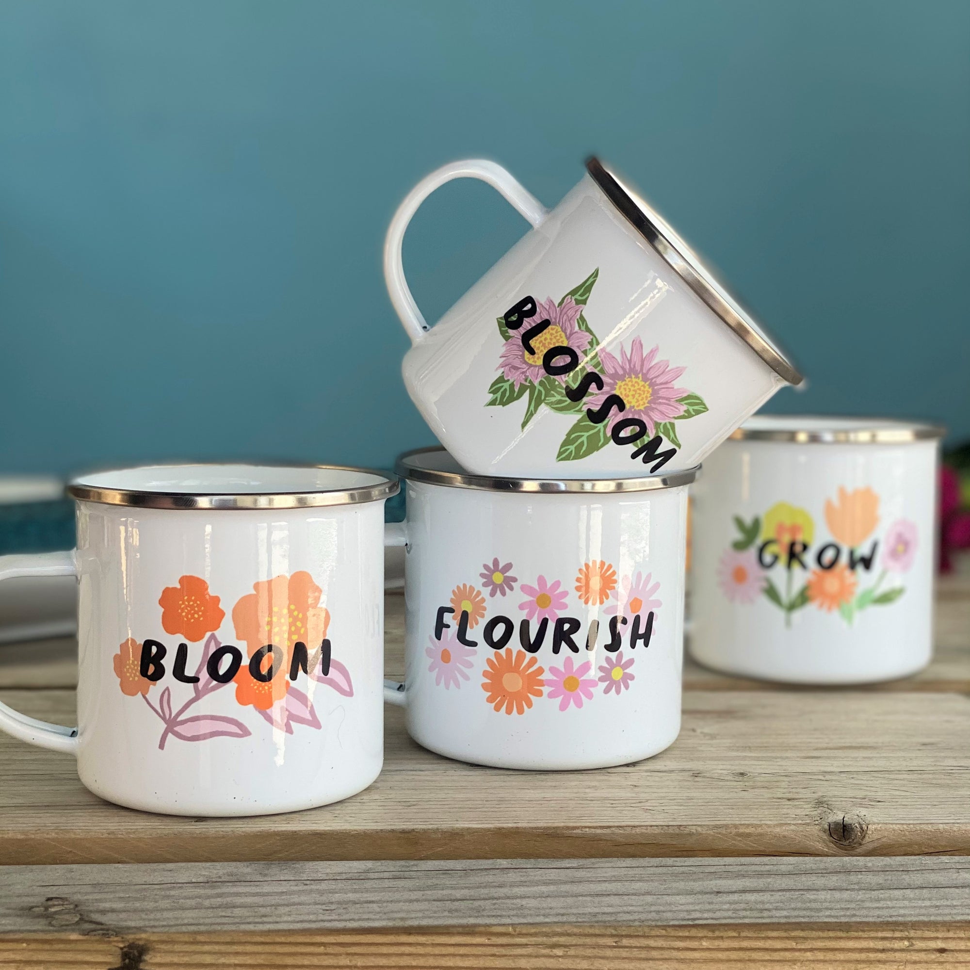 Empowering Flower Enamel Mugs