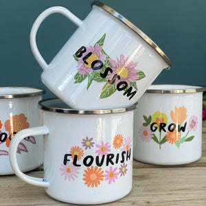 Empowering Flower Enamel Mugs