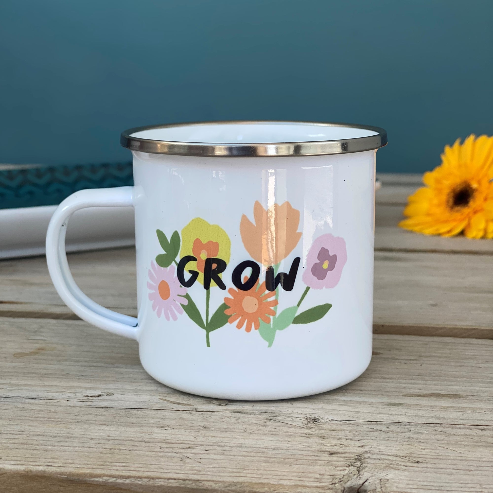 Empowering Flower Enamel Mugs