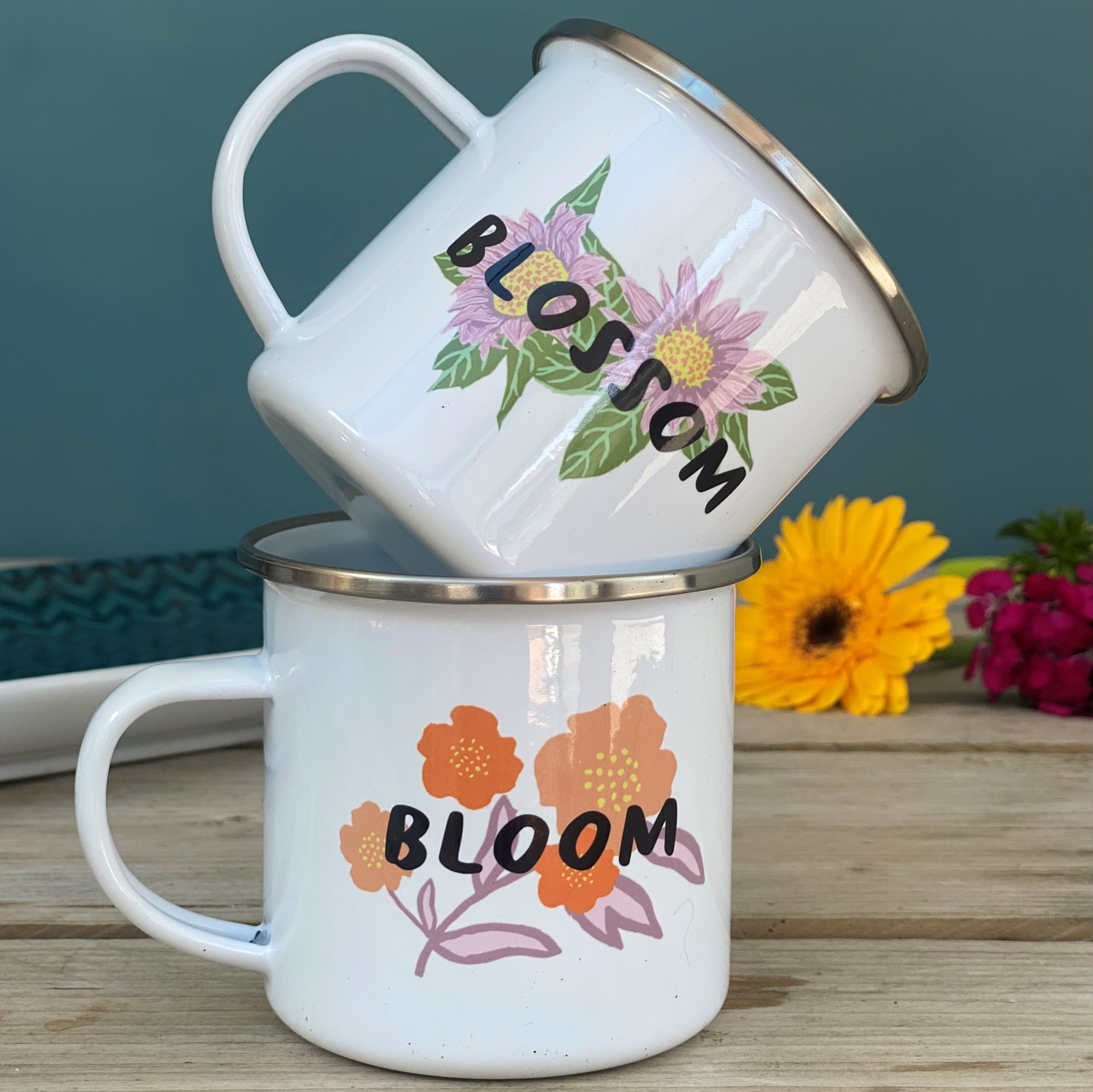 Empowering Flower Enamel Mugs