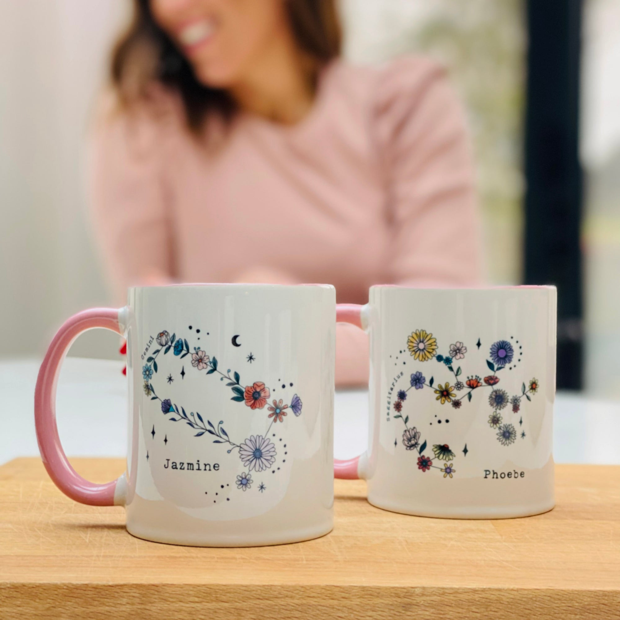 Zodiac Floral Star Constellation Mugs