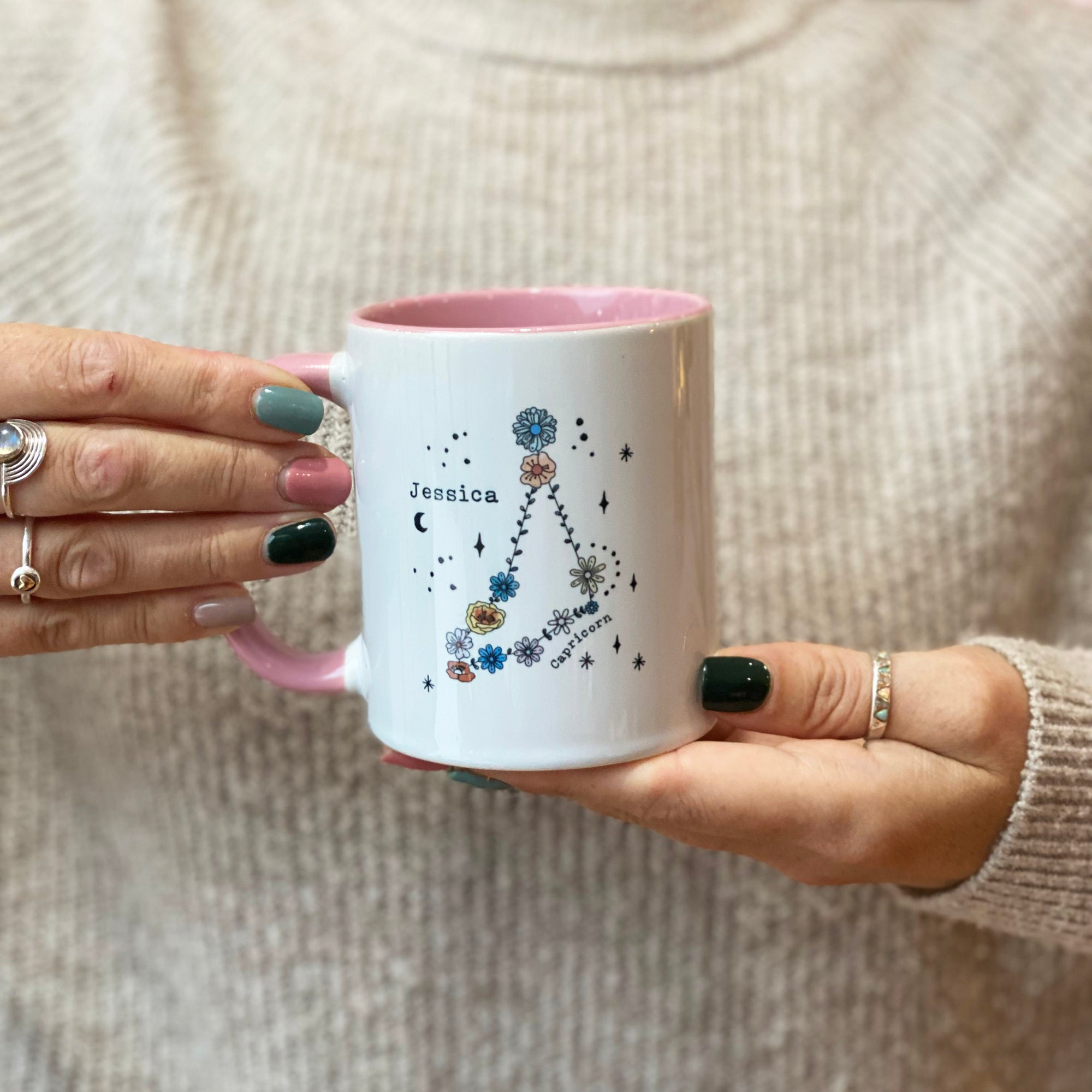 Zodiac Floral Star Constellation Mugs