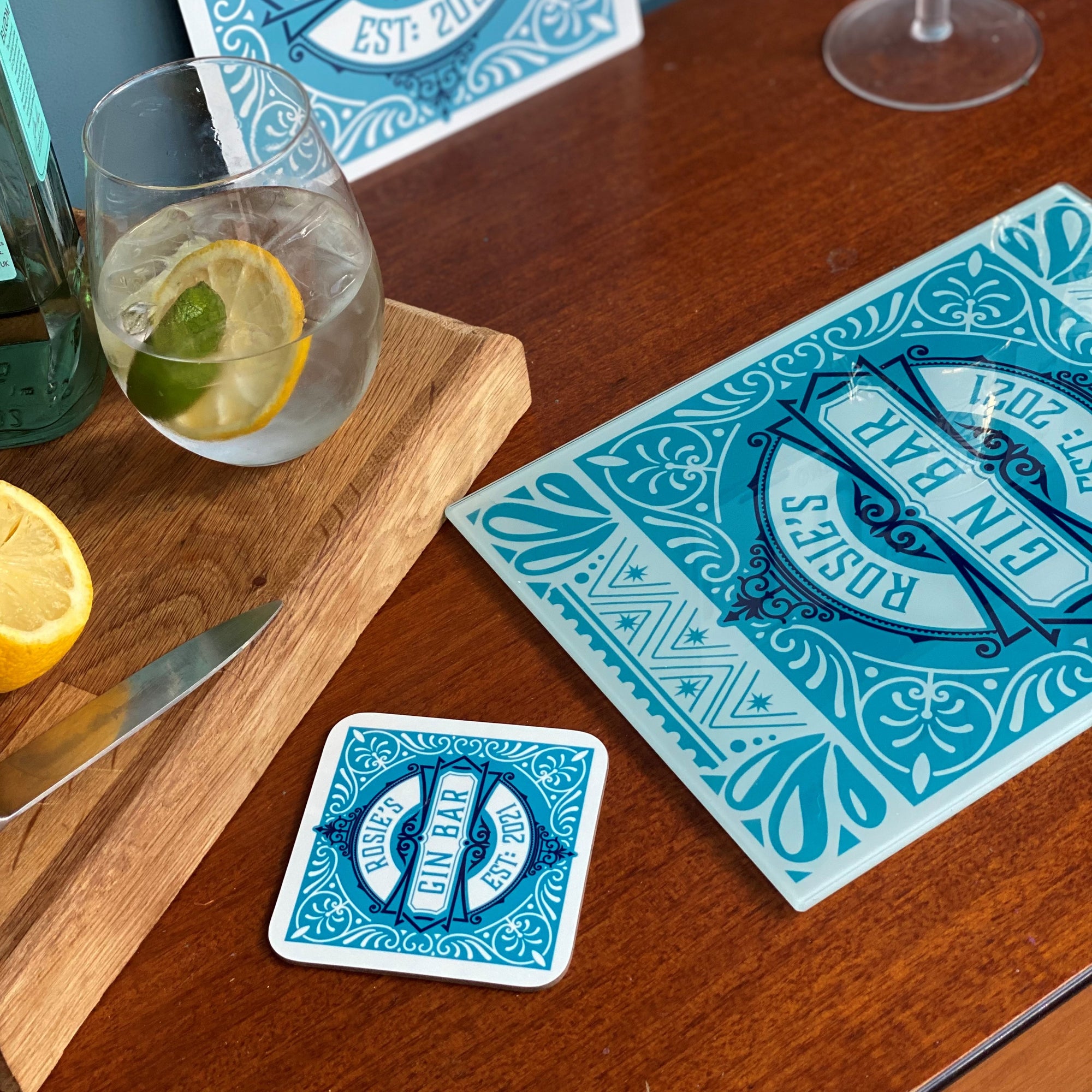 Home Bar 'Gin Bar' Personalised coaster