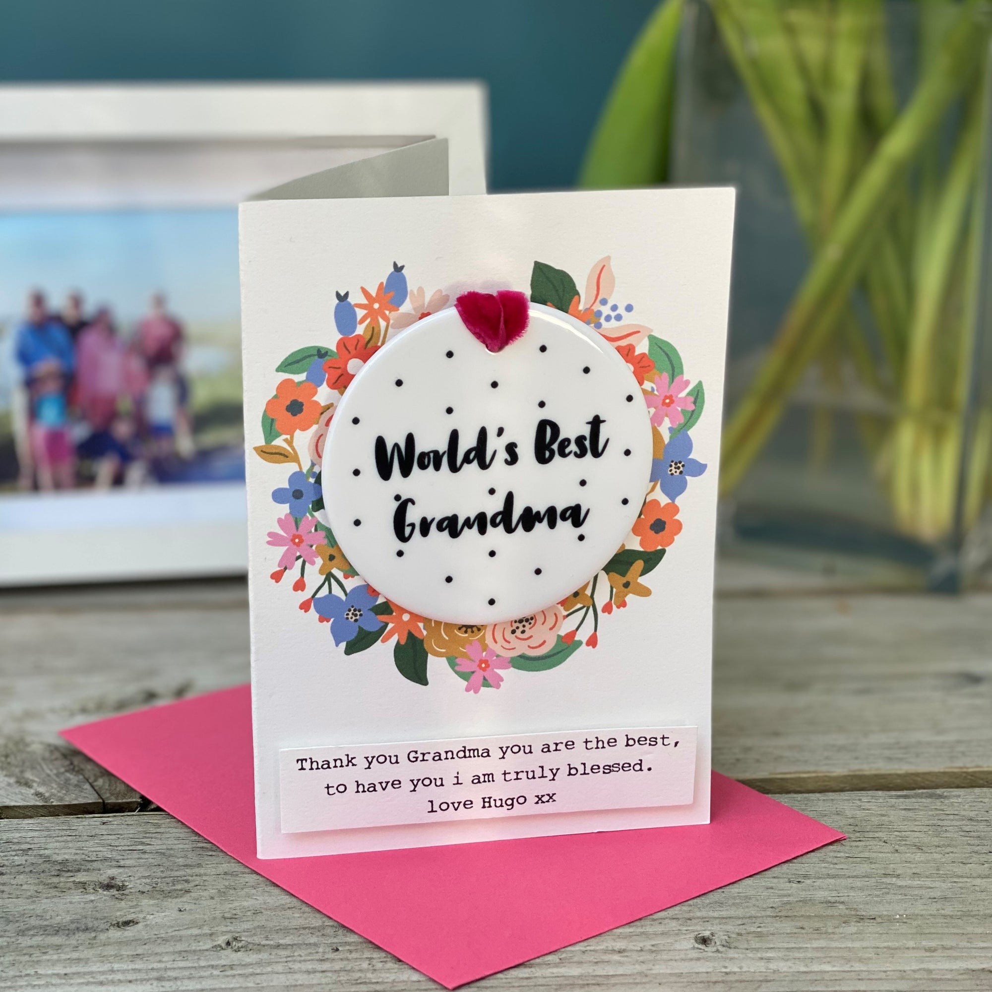 Worlds Best Grandma Floral Card And Ceramic Keepsake