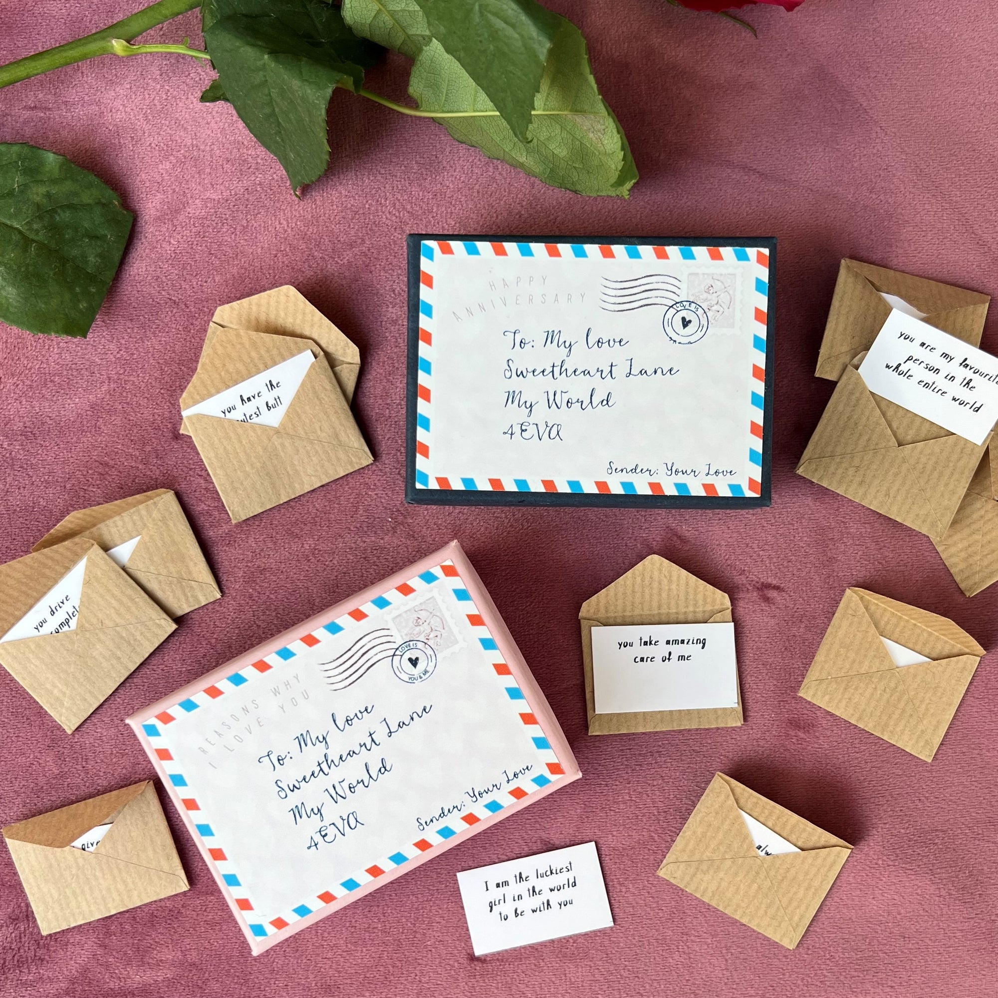 happy Anniversary and reasons why I love you mini letters