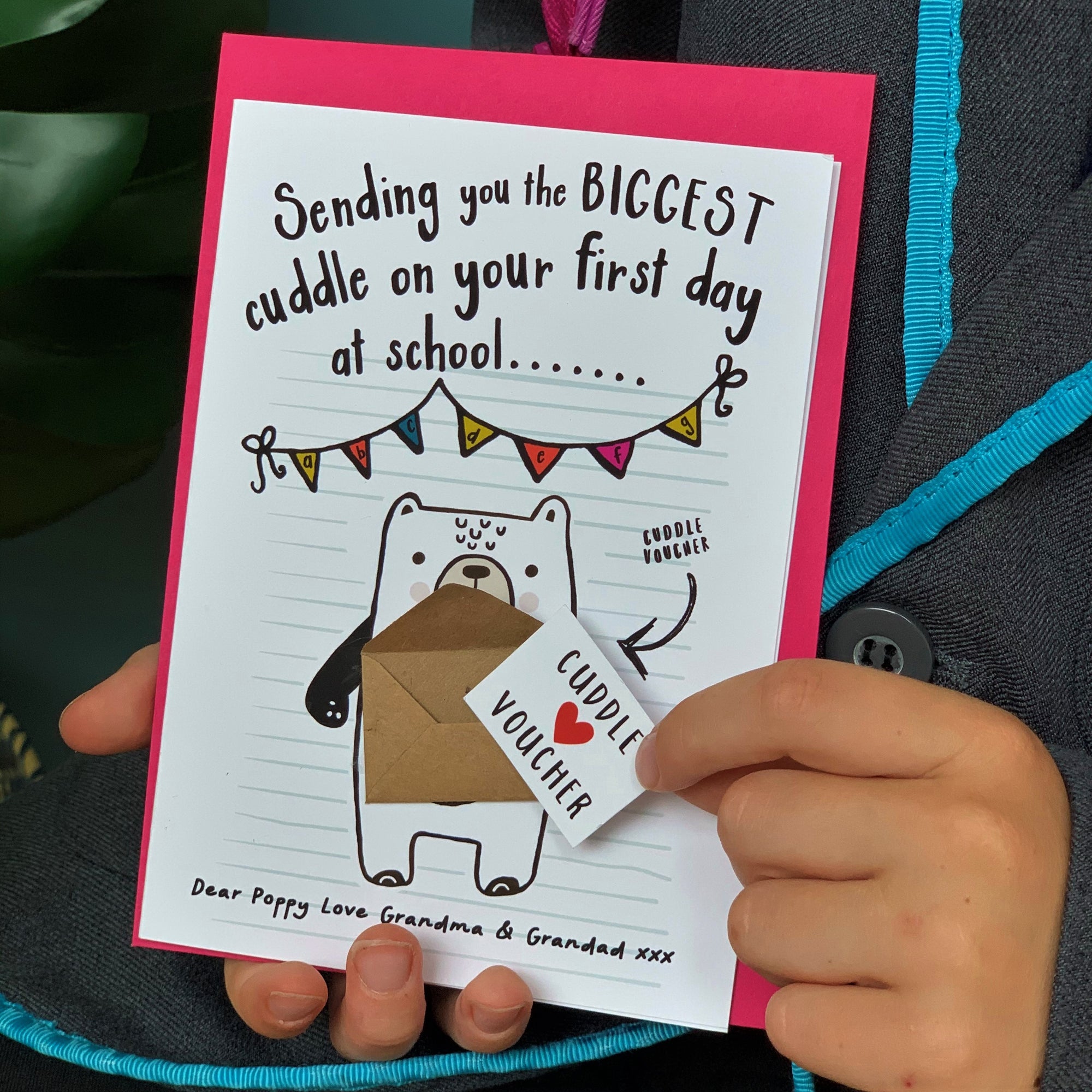 First Day of School Cuddle Voucher Greeting Card