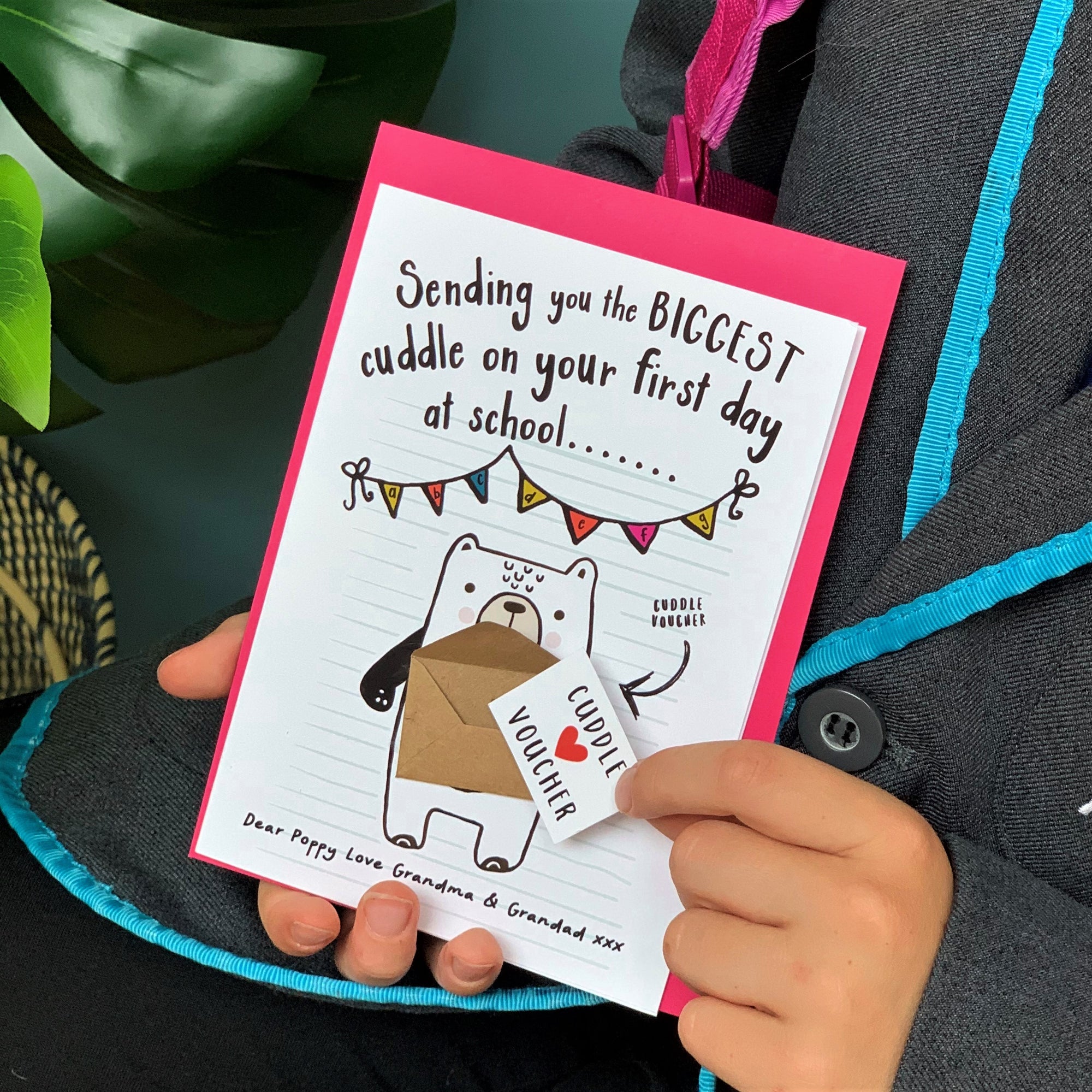 First Day of School Cuddle Voucher Greeting Card