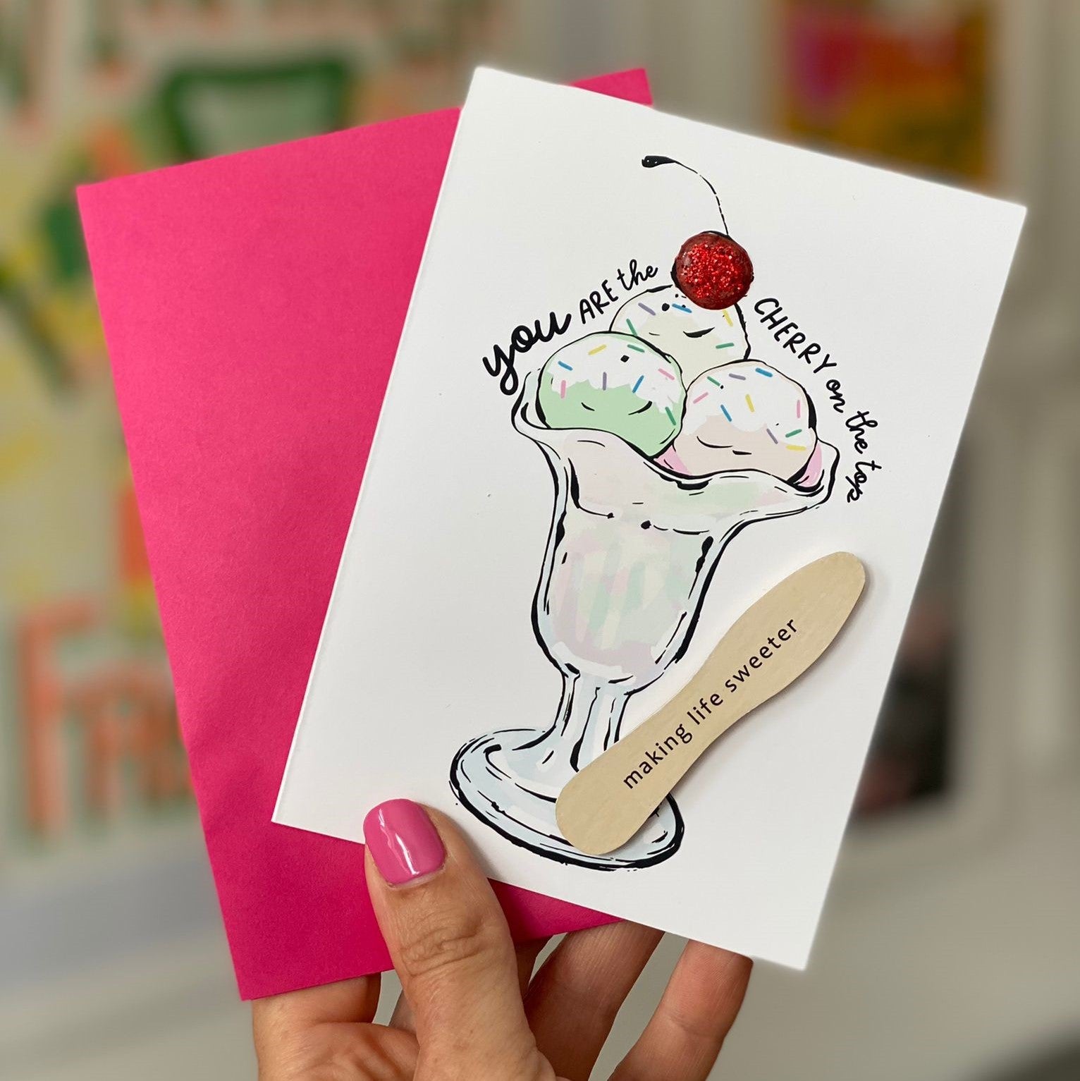 ice cream Sundae valentines card 