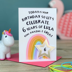 Rainbow And Star Milestone Birthday Card