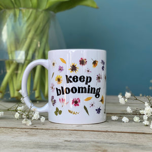 Keep Blooming Pressed Flower China Mug