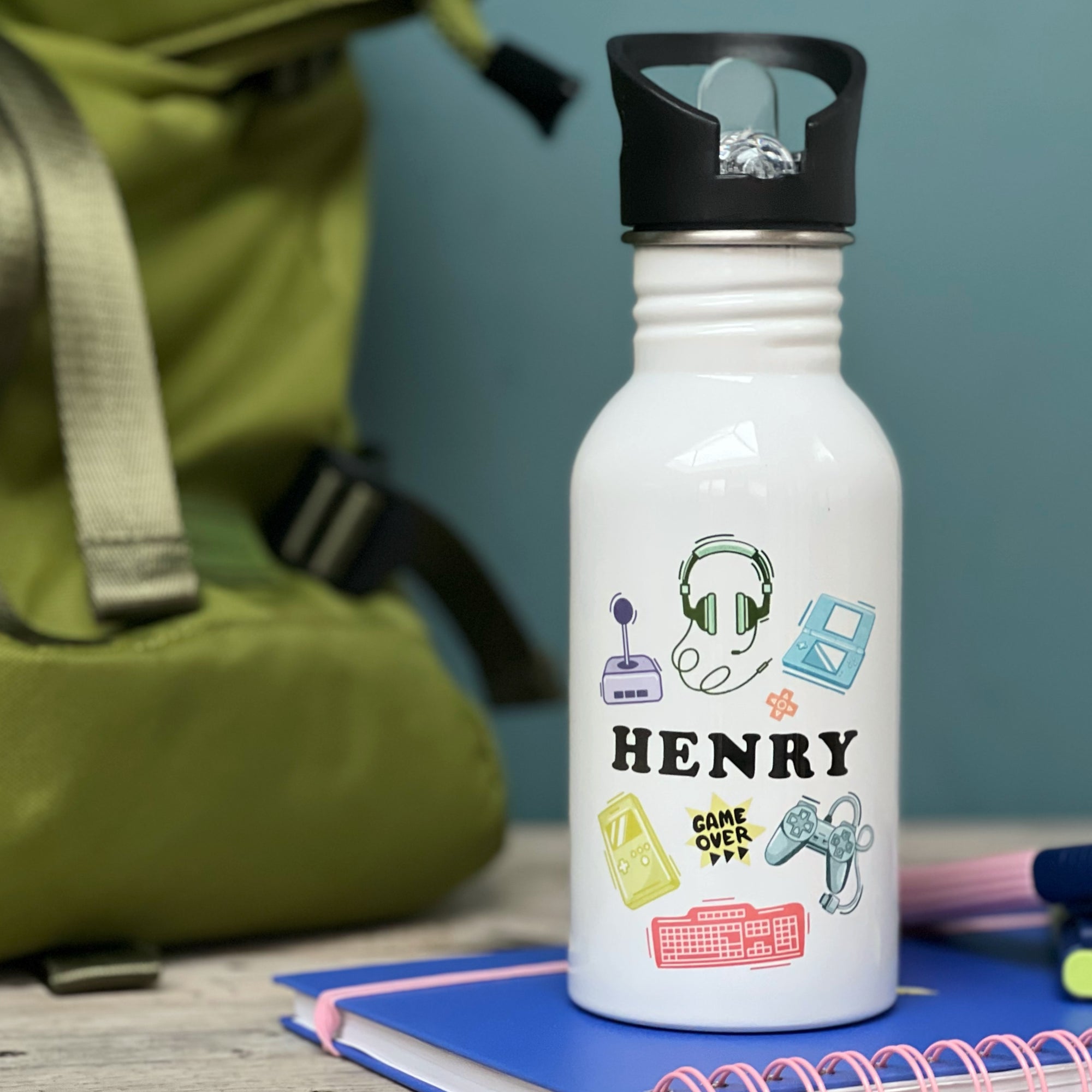 Fun Gaming Personalised Water Bottle