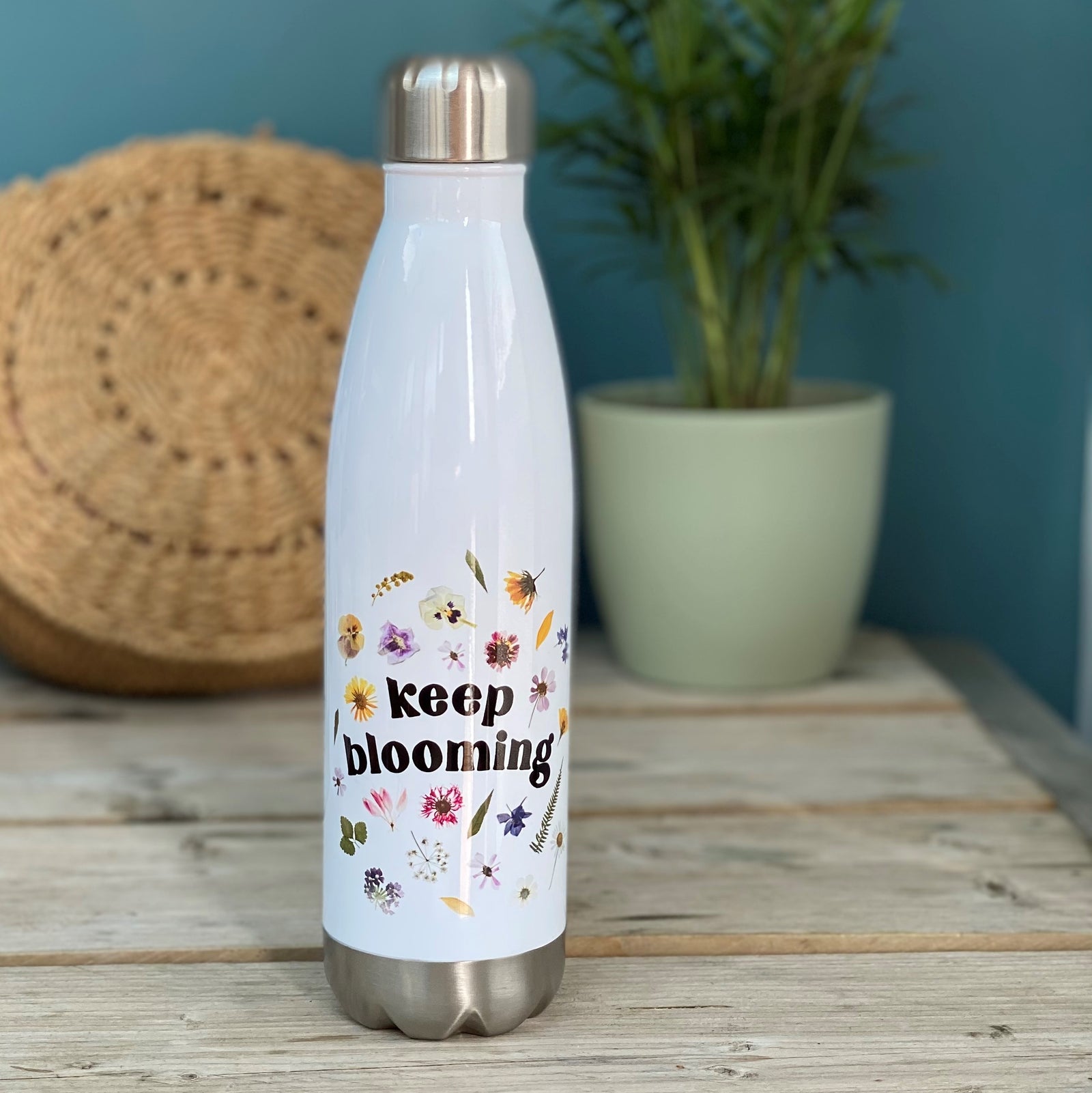 Keep Blooming Pressed Flowers Luxury Water Bottle