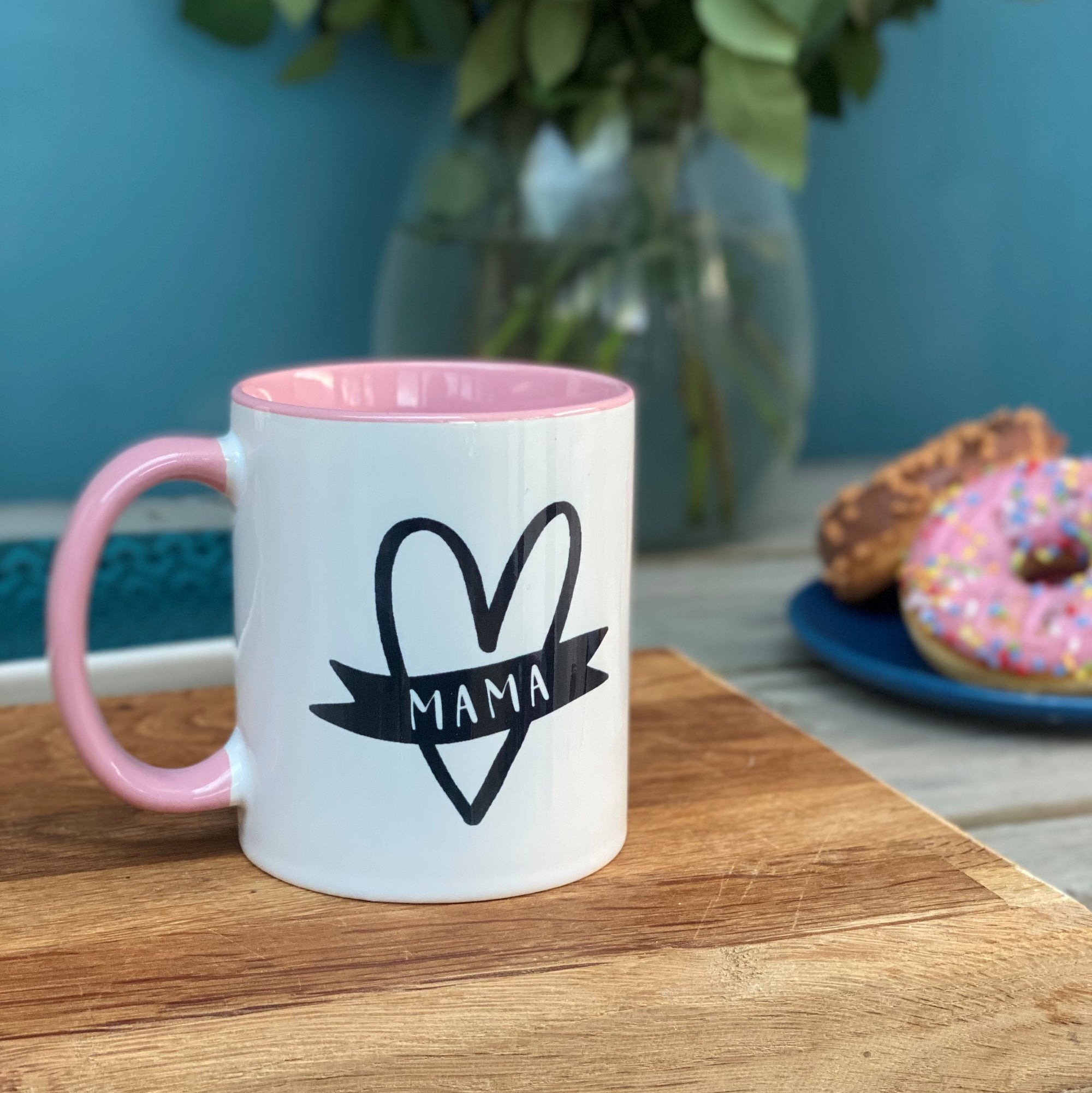 Mama Monochrome Heart China Mug