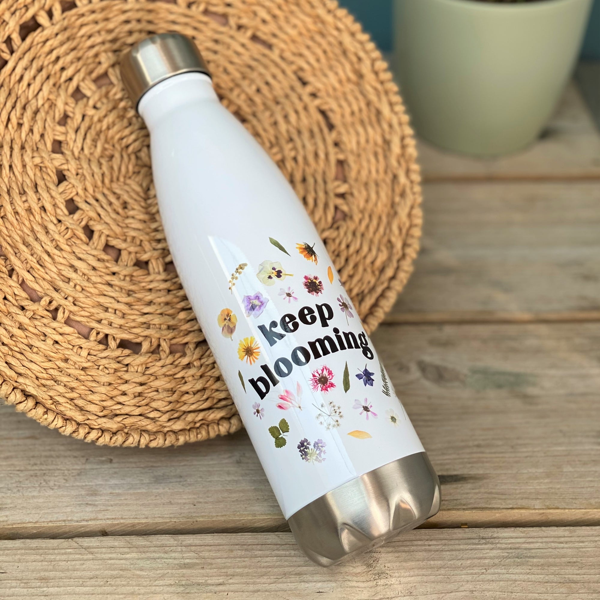 Keep Blooming Pressed Flowers Luxury Water Bottle